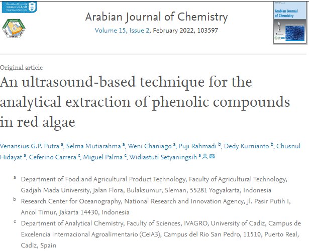 An ultrasound-based technique for the analytical extraction of phenolic compounds in red algae