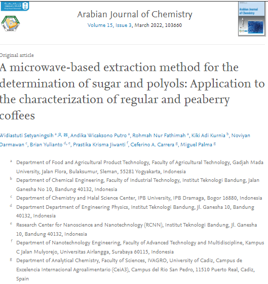 A microwave-based extraction method for the determination of sugar and polyols: Application to the characterization of regular and peaberry coffees