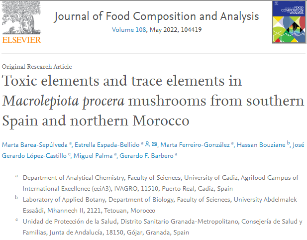Toxic elements and trace elements in Macrolepiota procera mushrooms from southern Spain and northern Morocco