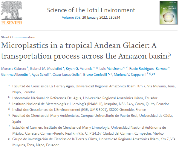 Microplastics in a tropical Andean Glacier: A transportation process across the Amazon basin?