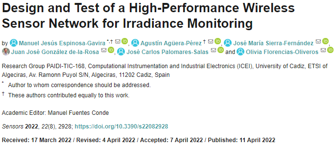 Design and Test of a High-Performance Wireless Sensor Network for Irradiance Monitoring
